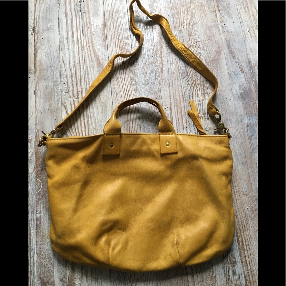 Clare V large yellow leather shoulder bag